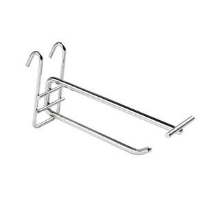 Soporte de exhibición de metal para panel perforado con ganchos ajustables, montaje en pared cromado, capacidad de más de 26 lb - Product Image 6