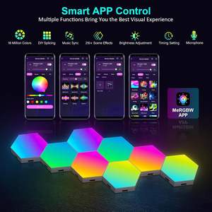Lampe quantique LED RGB DIY, hexagonale modulaire intelligente, contrôlée par la musique, éclairage intelligent, décoration murale, lumière de <span class=keywords><strong>nuit</strong></span> hexagonale - Product Image 3