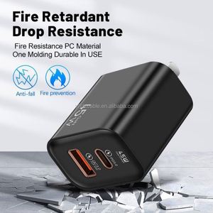 Chargeur GaN 45W, charge rapide PD, USB + Type C double port pour adaptateur secteur Apple Android pour écouteurs - Product Image 5
