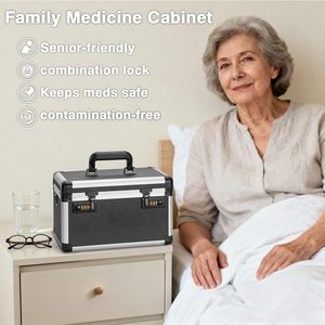 Caja de Medicamentos con Cerradura de Combinación, Caja de Seguridad para Primeros Auxilios, Estuche de Almacenamiento de Medicamentos, Caja de Seguridad para Artículos Personales para Hospital, Hogar y Exteriores - Product Image 3