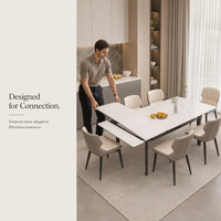 Nouvelle table à manger et ensemble de chaises rectangulaires multifonctionnelles extensibles en marbre épaissi, style minimaliste italien pour la maison