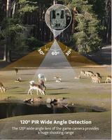 Caméra de surveillance de la faune extérieure haute performance 4K 48MP avec connexion vidéo et contrôle via application WiFi, portée IR 30m/92ft, détection de mouvement, IP67