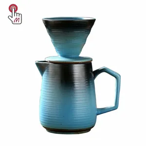 New coffee tool set ceramic cone drip funnel filtration custom logo ceramic pour over coffee dripper and coffee pot
