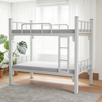 Cama litera doble de alta resistencia con estructura de hierro sólido, tamaño completo, de metal, que ahorra espacio, para uso en dormitorios u oficinas.
