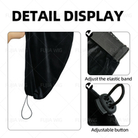 Fujia Nouveau Bonnet de perruque en velours noir à longue queue avec cordon de serrage, durable et confortable toute la journée, avec logo personnalisé, en gros, pour femmes et hommes