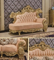 Meubles classiques européens, salon de luxe à la française, chaise longue en cuir champagne