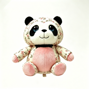 Customized floral <b>panda</b> stuffed <b>toy</b>, ditsy flower print <b>panda</b> plush, pink belly <b>panda</b> doll, cottagecore animal decor - Product Image 2