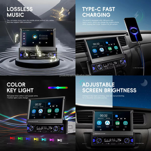 เครื่องเล่น MP5 ในรถยนต์ Podofo แบบ Single Din ขนาด 7 นิ้ว รองรับ Wireless CarPlay และ Android Auto หน้าจอสัมผัสแบบพับเก็บได้ พร้อมพอร์ต Type-C/FM/AM/EQ/วิทยุในตัว - Product Image 3