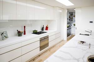 <span class=keywords><strong>Australie</strong></span> moderne en forme de U en laque blanche haute brillance poignées armoires de cuisine - Product Image 6