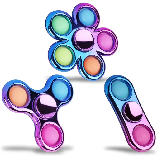 Amazon Pop Simple Fidget Spinner, Push Bubble Metal-Looking Fidget Spinners, Pop Bubble Rainbow Fidget Toys Spinners for ADHD