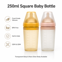 Biberon anti-colique en silicone sans BPA avec poignée, paille et tétine à bille lestée, large ouverture, grande taille pour nouveau-né