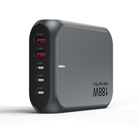 Chargeur de bureau PD3.1 188W GaN Tech avec 3 ports Type-C et 2 ports USB-A, chargeur rapide universel standard pour téléphone portable et tablette