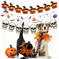Grenzüberschreitende Party-Feiertagsdekoration: Neu eingetroffene Halloween-Wimpelketten mit Totenkopf-Print und Papierkürbis-Dekorationen – China-Sonderanfertigung