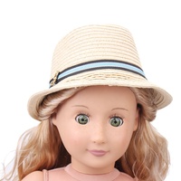 Chapeau en paille tressé à la mode pour poupée américaine unisexe de 18 pouces - Jouet éducatif, accessoires de poupée DIY