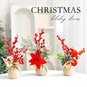 Nouvelles décorations de mini-sapins de Noël, plantes artificielles en pot, arrangement de scène en métal pour fêtes de fin d'année, décorations de bureau - Product Image 5