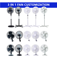 Refroidisseur d'air en plastique réglable en hauteur Meilleure vente 3 en 1 bureau ménage plancher debout piédestal Table ventilateur mural
