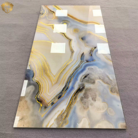 Carrelage de sol en porcelaine marbrée jaune brillant Springletile, carreaux de pierre d'agate veinée or de luxe pour la décoration murale intérieure