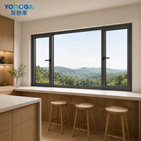 Ventana Corredera Horizontal de Aluminio de Alta Resistencia para Apartamentos y Hoteles de Lujo, Color Personalizado, Marco Delgado Oscuro, Vista Panorámica, Eficiencia Energética