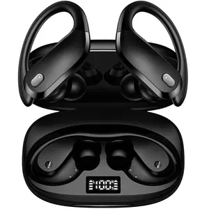 Black Wireless Earbuds V5.3 Fones De Ouvido Esportes Ear Buds Com Microfone Impermeável In Ear Fones De Ouvido Led Power Display Earhook