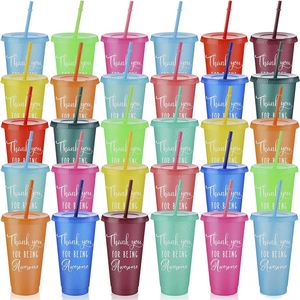 Vasos de Plástico Reutilizables de Gran Capacidad con Tapa y Pajita, 710 ml, con Logotipo Personalizado, para Camping y Actividades al Aire Libre, Cambian de Color - Product Image 1