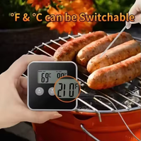 Termometer Daging Digital 2in1 SW 2026 untuk Memasak BBQ dengan Timer Dapur dan Magnet, Termometer Logam Tahan Air