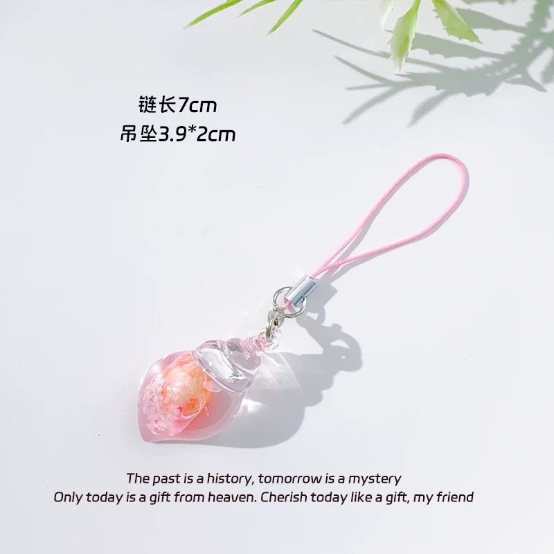 Coquillage rose - avec dragonne pour téléphone
