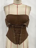 Ropa de Mujer, Corsé Sexy con Tirantes Cruzados, Top sin Tirantes con Cintura Ajustada para Damas