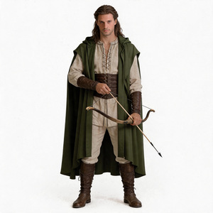 Cape de chevalier médiéval haut de gamme pour adulte, unisexe, à capuche, pour cosplay, Halloween, guerrier, elfe, jeu de rôle - Product Image 4