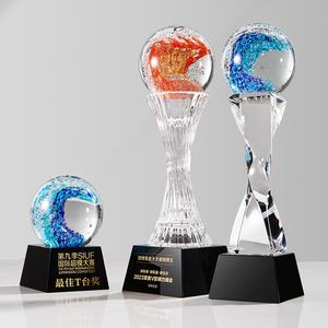 Trofeo <span class=keywords><strong>de</strong></span> Cristal y Vidrio Personalizado con Diseño <span class=keywords><strong>de</strong></span> Onda, con Diseño y Color Gratuitos, Entrega el Mismo Día - Recuerdo Conmemorativo para el Personal - Product Image 1