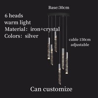 HEKEYLT Lustre LED moderne de style loft, chrome, pour escalier duplex, lustre LED de plafond, lampe suspendue de luxe, cristal K9, 90
