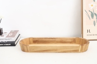 Boîte de rangement portable à un seul niveau en bois d'acacia naturel et plateau de service alimentaire pour la maison, la cuisine, le bureau et la table