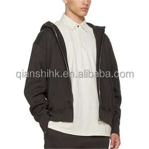 เสื้อฮู้ดซิปแบบขายส่ง เนื้อผ้าหนา สไตล์สตรีทแวร์ คุณภาพสูง ผ้าเฟรนช์เทอร์รี่ ทรงโอเวอร์ไซส์ ไหล่ตก ทรงบ็อกซี่ แบบครอป - Product Image 4