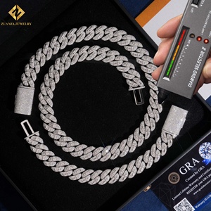 Luxury Men's 925 Silver Moissanite Cuban Link Chain Rhodium Plated Hiphop <b>Statement</b> <b>Necklace</b> GRA Certified Baguette Cut - Product Image 1
