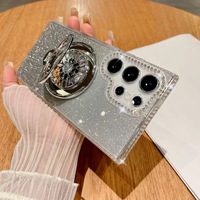 Placage strass Gyroscope support magnétique Anti-chute étui de protection pour Samsung S25Ultra S24 A16 paillettes diamant étui en TPU