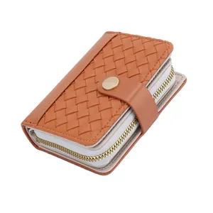 New Wholesale Hand-Woven Short Wallet Women PULeather Luxury High-Quality Folding Purse Women'S Wallets Wholesale