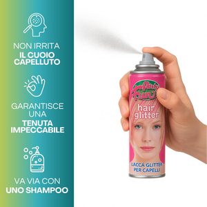 Spray glitter per capelli Party Fun 150ml per feste - Product Image 3