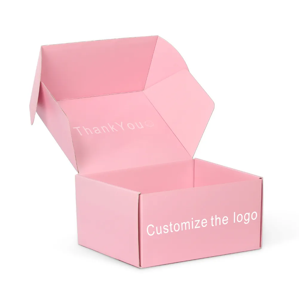 Oem Fabriek Custom Logo Roze Kleur Hoge Kwaliteit Doos Cosmetische Golfkartonnen Verpakking Mailer Doos Verzending Papier Doos