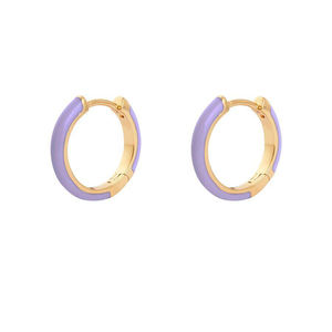 S925 Sterling <b>Silver</b> Simple Fashionable Classic Enamel <b>Huggie</b> Earrings - Product Image 6