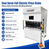 Prensa Plegadora Eléctrica CNC de 65T y 1250mm con Doble Servo y Cortina de Luz de Seguridad para Plegado de Chapa Metálica