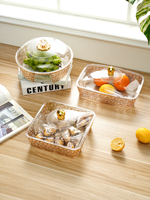 Boîte à bonbons carrée exquise, plateau à fruits avec couvercle transparent anti-poussière, plat pour le salon, table basse, plateau alimentaire