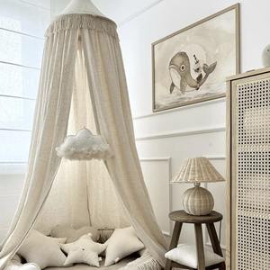 Canopée de <span class=keywords><strong>lit</strong></span> avec franges à pompons et bordure brodée - <span class=keywords><strong>Rideau</strong></span> élégant <span class=keywords><strong>pour</strong></span> décoration de mariage/maison - Product Image 1