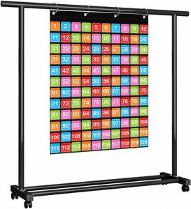 Tabla de Cien Números Educativa con 120 Bolsillos para Niños, Uso en el Aula, Tela de Poliéster 420D Negra con Soporte de Pared y Tarjetas - Product Image 1