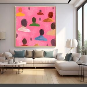 Art mural 3D, grande peinture à l'huile abstraite rose peinte à la main, art mural moderne en acrylique sur toile pour la décoration moderne de la maison et de la galerie - Product Image 4