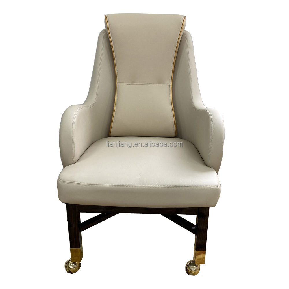 Lianjiang, бежевые кожаные стулья для казино для покерной игры, сверхудобный стол с подушкой