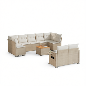 Conjunto de Sofás de Jardín en Ratán Sintético PE Beige, 6 Plazas, Ajustable, Muebles de Exterior de Diseño Contemporáneo - Product Image 1