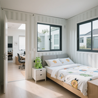 Serre de Luxe Moderne Portable et Pliable, à Châssis en Acier Galvanisé, Panneaux Sandwich, Maison Familiale Grise 20FT/30FT/40FT