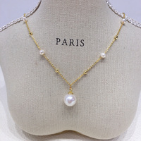 Exquisito Collar con Colgante Unisex de Perla de Agua Dulce Miuxi Edison Grado AAAAA, Cadena de Suéter con Flor Chapada en Oro de 18K, 45cm, Joyería