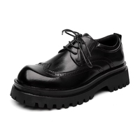 Chaussures Derby Brogue Synthétiques Noires Premium pour Hommes avec Semelle Plateforme Élevée et Semelle Extérieure Antidérapante pour Usage Professionnel