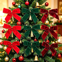 Noeuds de Noël en velours faits à la main en gros, nœuds en fil métallique, décorations de Noël pour l'arbre et nœuds cadeaux de Noël