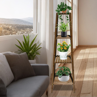 Vente en gros à 4 niveaux sur pied pour décoration de mariage intérieur extérieur en bois pot de présentation seau à fleurs support pour plantes de grande taille